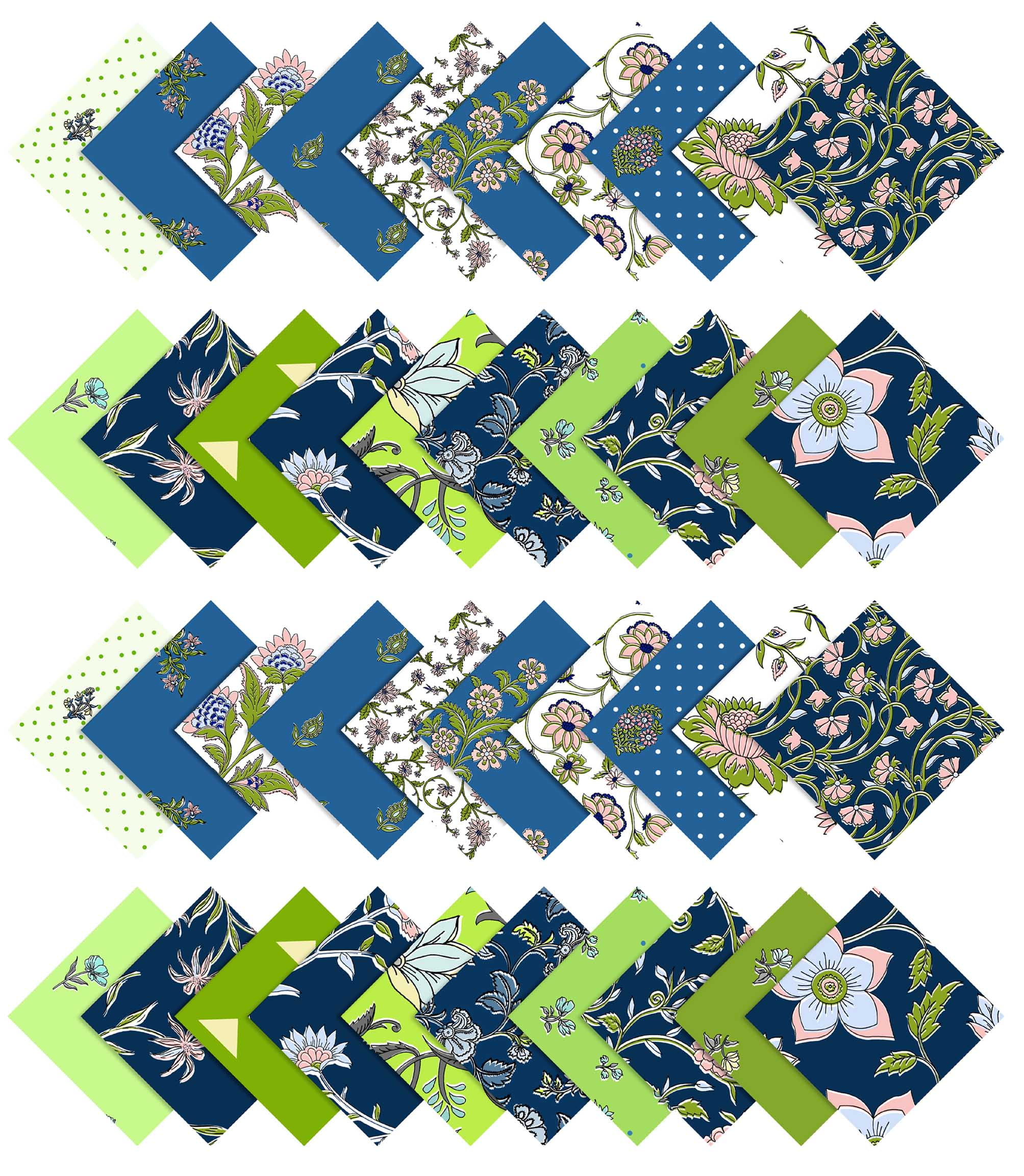 Soimoi Florals Print&nbsp;Precut 10-inch Cotton&nbsp;Fabric&nbsp;Quilting&nbsp;Squares&nbsp;Charm Pack DIY Patchwork Sewing Craft-Blue