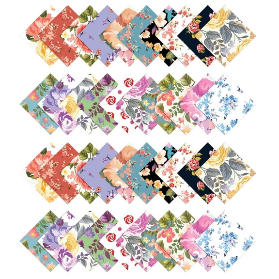 Soimoi Florals Print&nbsp;Precut 5-inch Cotton&nbsp;Fabric&nbsp;Quilting&nbsp;Squares&nbsp;Charm Pack DIY Patchwork Sewing Craft- Multicolor