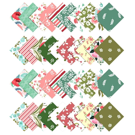 Soimoi Florals PrintPrecut 5-inch CottonFabricQuiltingSquaresCharm Pack DIY Patchwork Sewing Craft- Multicolor