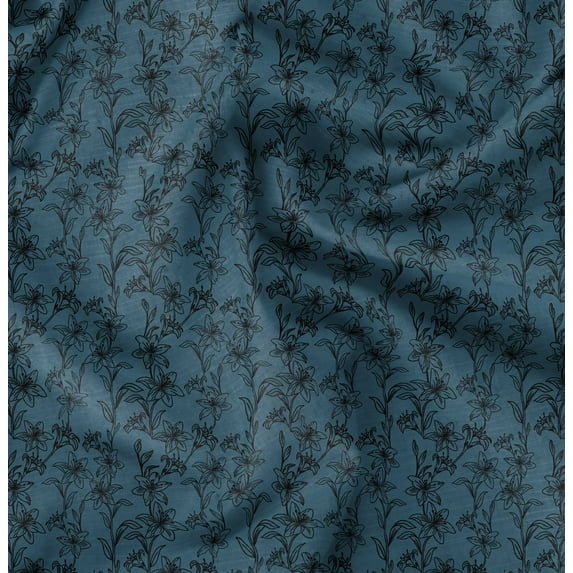 Soimoi Florals Printed,Cuddle Minky Fabric, Sewing Fabric by The Yard 56 Inch Wide,Decorative Plush Soft Fabric, Baby Garments, Toys and Blankets, Dark Teal Blue