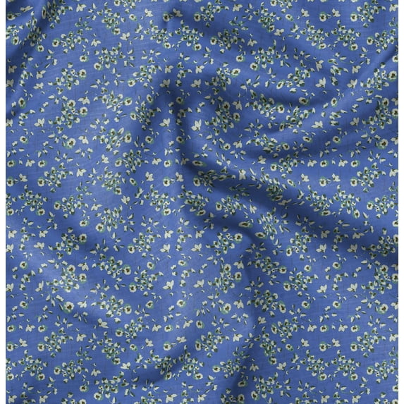 Soimoi Florals Printed, Poly Canvas Fabric, Decor Sewing Fabric by The Yard 56 Inch Wide,Decorative Fabric for Curtains Tote Bags, Blue