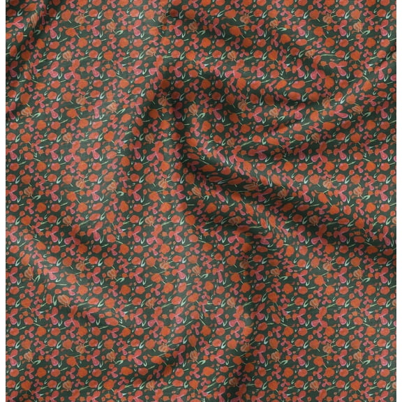 Soimoi Florals Printed, Poly Canvas Fabric, Decor Sewing Fabric by The Yard 56 Inch Wide,Decorative Fabric for Curtains Tote Bags, Dark Green