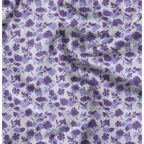 Soimoi Florals Printed, Poly Canvas Fabric, Decor Sewing Fabric by The Yard 56 Inch Wide,Decorative Fabric for Curtains Tote Bags, Medium Purple