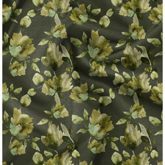 Soimoi Florals Printed, Poly Canvas Fabric, Decor Sewing Fabric by The Yard 56 Inch Wide,Decorative Fabric for Curtains Tote Bags, Olive Green