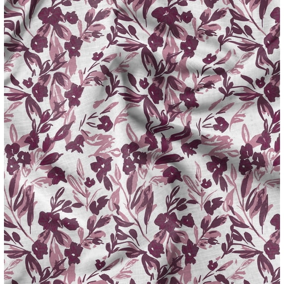 Soimoi Florals Printed, Polyester Fleece, Fabric by The Yard Sewing DIY Stretch Fabric 56 Inches Wide, WarmFabric for Hats, Coats, Gloves, Blankets, Mauve