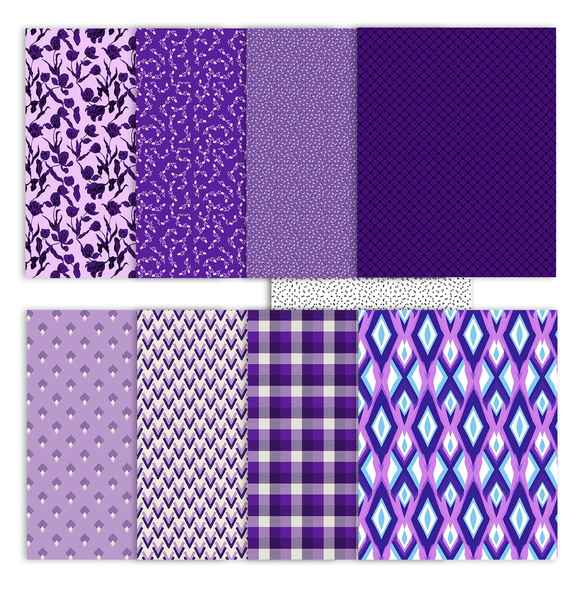 Soimoi Geometric & Floral Print 8 Pc Fat Quarter Bundle- 18"x 22" DIY Patchwork- Pre-Cut Quilting 100% Cotton Fabric Multicolor