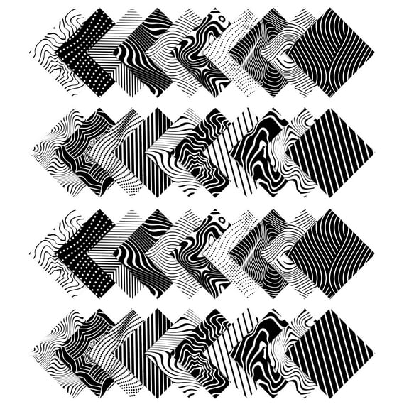 Soimoi Geometric Print&nbsp;Precut 5-inch Cotton&nbsp;Fabric&nbsp;Quilting&nbsp;Squares&nbsp;Charm Pack DIY Patchwork Sewing Craft- White & Black