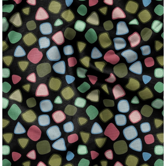 Soimoi Geometric Printed, Japan Crepe SatinFabric, by The Yard 54 Inch Wide, Decorative Sewing Fabric for Dresses Kimonos Gowns, Multicolor