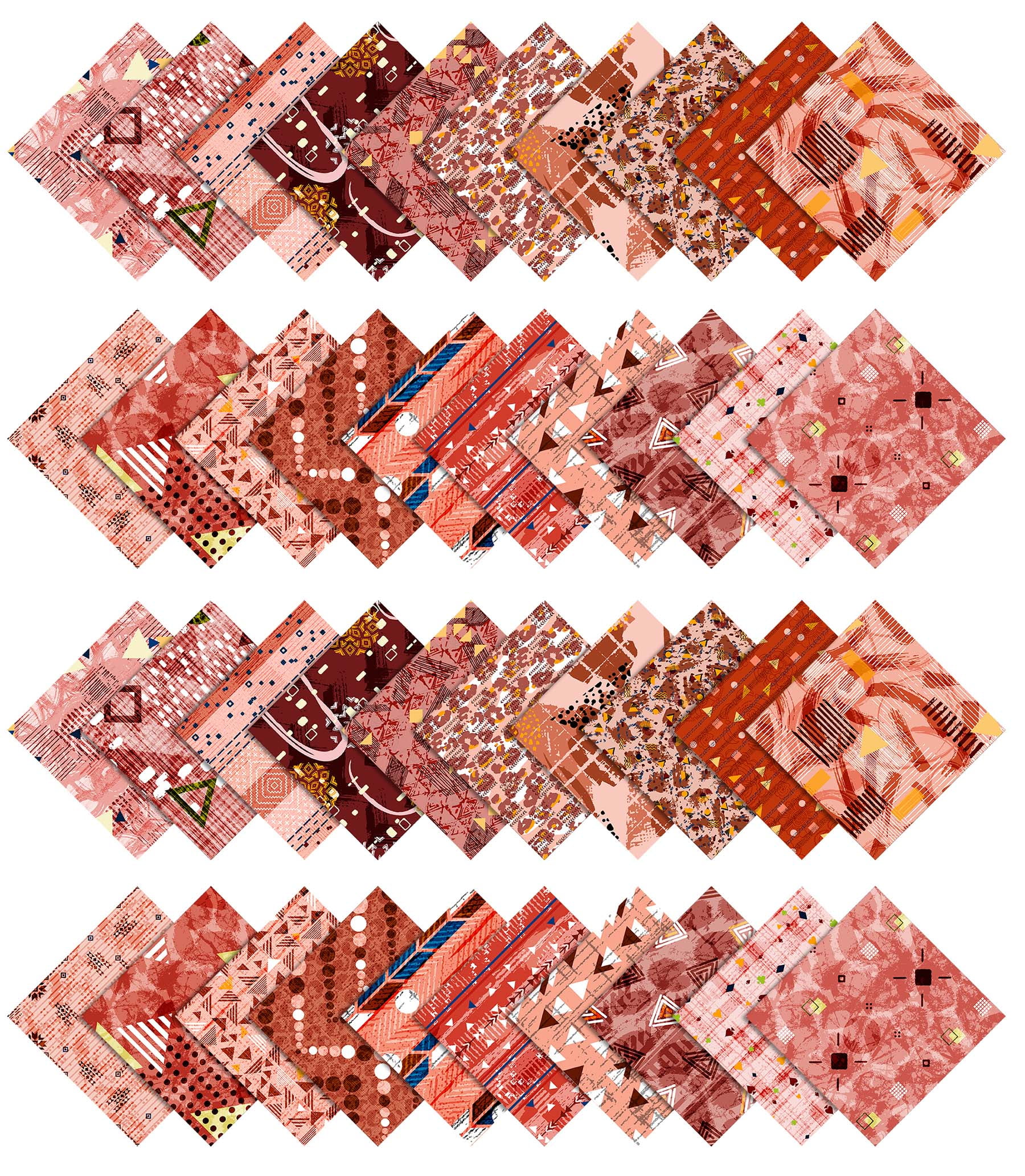 Geometric Square Print on Charmie Satin Fabric