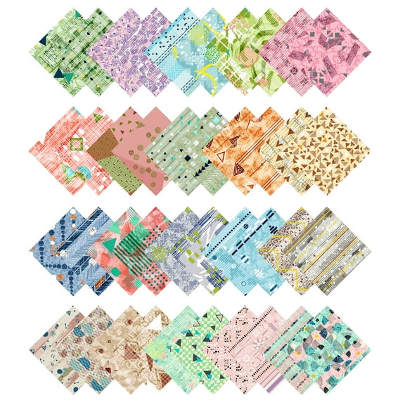 Soimoi Geometric With Texture Print Precut 5-inch Cotton Fabric Quilting Squares Charm Pack DIY Patchwork Sewing Craft