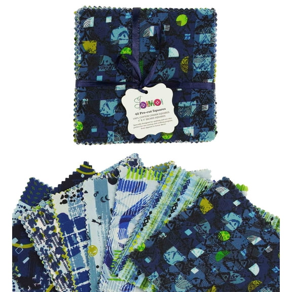Soimoi Geometric With Texture Print Precut 5-inch Cotton Fabric Quilting Squares Charm Pack DIY Patchwork Sewing Craft