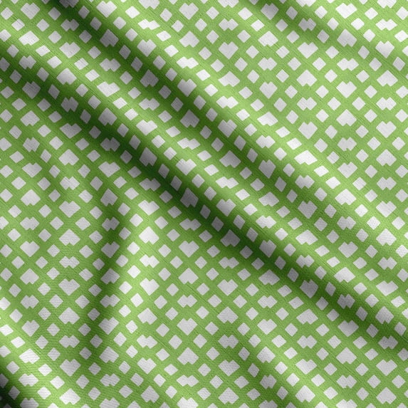 Soimoi Geometrical Print, Poly Taffeta Fabric, Decor Sewing Fabric by The Yard 56 Inch Wide, Decorative Fabric for Outdoor Upholstery, Umbrellas and Home Accents, Pear Green