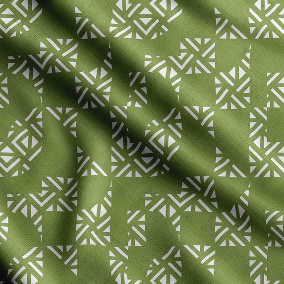 Soimoi Geometrical Printed, Cotton Fleece, Fabric by The Yard Sewing DIY Stretch Fabric 56 Inches Wide, WarmFabric for Hats, Coats, Gloves, Blankets, Green