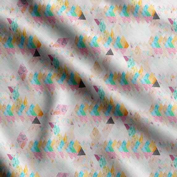 Soimoi Geometrical Printed, Cotton Fleece, Fabric by The Yard Sewing DIY Stretch Fabric 56 Inches Wide, WarmFabric for Hats, Coats, Gloves, Blankets, Multicolor