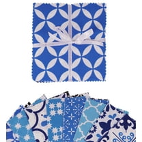 Soimoi Geometrical Stencils Print Precut 5-inch Cotton Fabric Quilting Squares Charm Pack DIY Patchwork Sewing Craft- Medium Blue