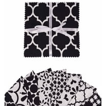 Soimoi Geometrical Stencils Print Precut 5-inch Cotton Fabric Quilting Squares Charm Pack DIY Patchwork Sewing Craft- White & Black