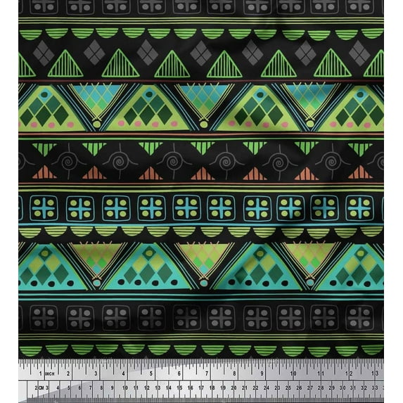 Soimoi Georgette Viscose Fabric Aztec Geometric Print Sewing Fabric Yard 42 Inch Wide