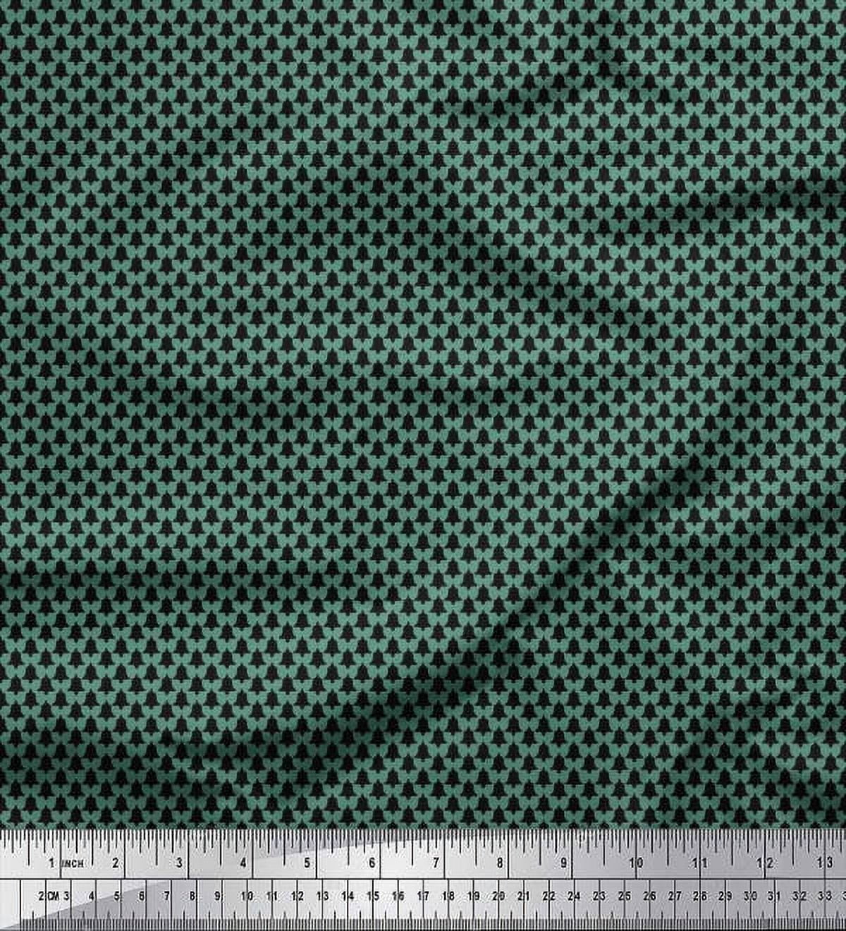 Soimoi Georgette Viscose Fabric Bell Christmas Printed Fabric 1 Yard 42 Inch Wide