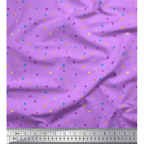 Soimoi Georgette Viscose Fabric Colorful Dots Printed Fabric 1 Yard 42 Inch Wide