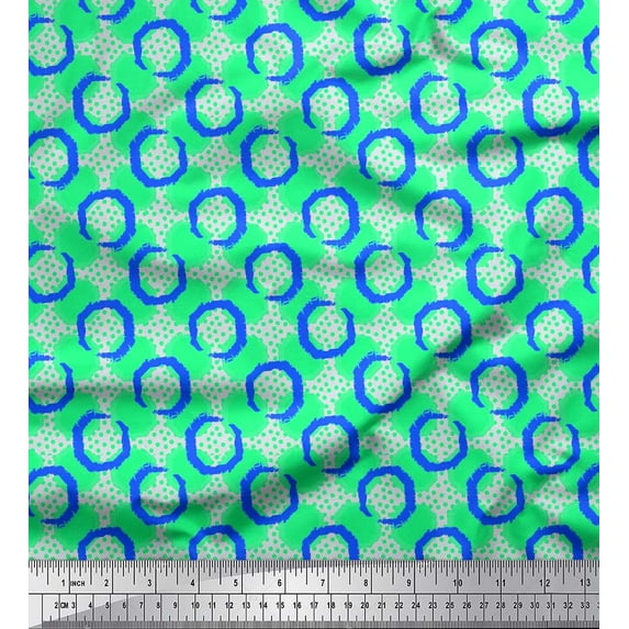 Soimoi Georgette Viscose Fabric Dot,Circle & Honeycomb Design Geometric Fabric Prints By Yard 42 Inch Wide