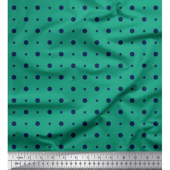 Soimoi Georgette Viscose Fabric Dots & Star Fabric Prints by Yard 42 Inch Wide