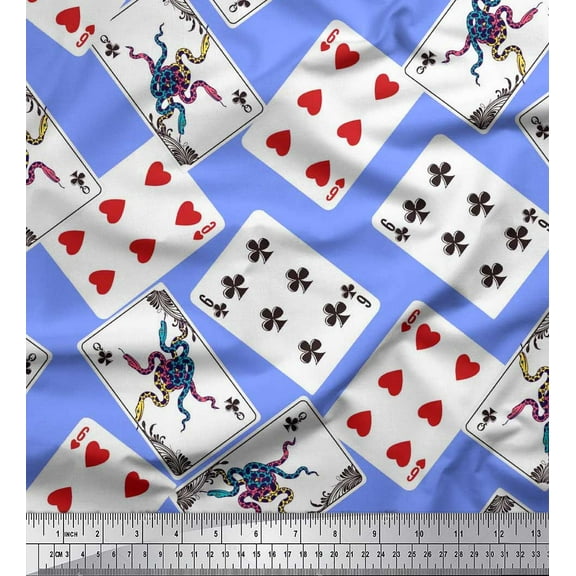 Soimoi Georgette Viscose Fabric Indoor Game Poker Card Sports Print Sewing Fabric Yard 42 Inch Wide