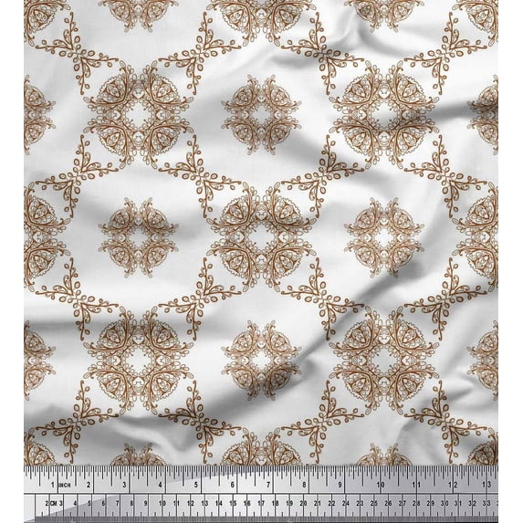 Soimoi Georgette Viscose Fabric Leaves & Floral Geometric Decor Fabric Printed Yard 42 Inch Wide