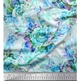 thumbnail image 1 of Soimoi Georgette Viscose Fabric Leaves & Rose Flower Printed Fabric 1 Yard 42 Inch Wide, 1 of 1