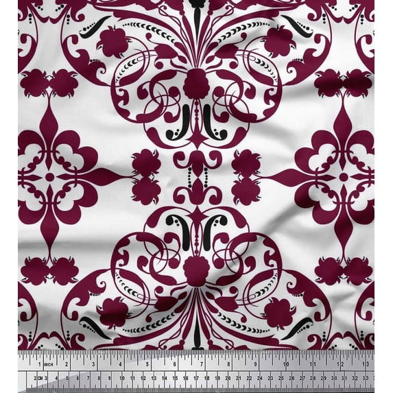 Soimoi Georgette Viscose Fabric Moroccan Damask Decor Fabric Printed Yard 42 Inch Wide