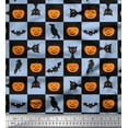 thumbnail image 1 of Soimoi Georgette Viscose Fabric Pumpkin,Cat & Bat Halloween Printed Fabric 1 Yard 42 Inch Wide, 1 of 1
