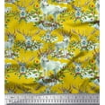 thumbnail image 1 of Soimoi Georgette Viscose Fabric Red Berries,Holly Leaves & Reindeer Animal Print Sewing Fabric Yard 42 Inch Wide, 1 of 1