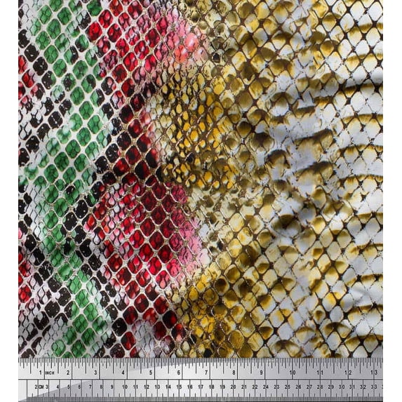 Soimoi Georgette Viscose Fabric Snake Animal Skin Printed Craft Fabric by The Yard 42 Inch Wide