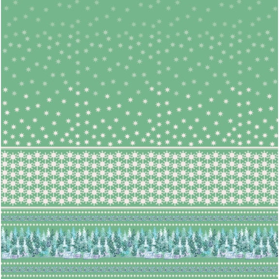 Soimoi Georgette Viscose Fabric Snowflake,Wreath & Tree Panel Printed Craft Fabric by the Yard 42 Inch Wide