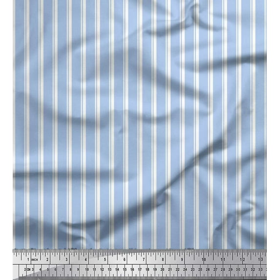 Soimoi Georgette Viscose Fabric Striped Stripe Printed Fabric 1 Yard 42 Inch Wide