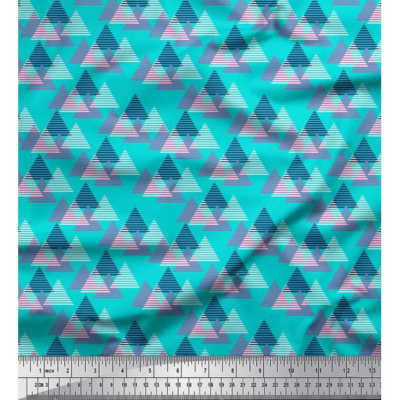 Soimoi Georgette Viscose Fabric Triangle Small Print Fabric by Yard 42 Inch Wide