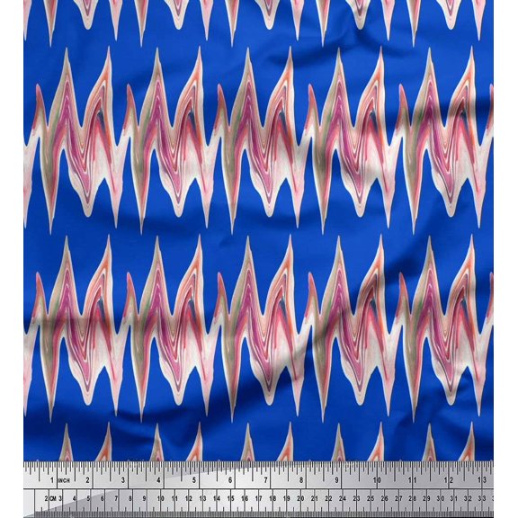 Soimoi Georgette Viscose Fabric Zig Zag Abstract Fabric Prints By Yard 42 Inch Wide