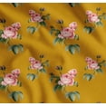 thumbnail image 1 of Soimoi Gold Cotton Cambric Fabric Leaves & Rose Floral Printed Fabric 1 Yard 42 Inch Wide, 1 of 7