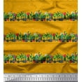 thumbnail image 1 of Soimoi Gold Cotton Poplin Fabric Cactus With Conical Pot Tree Decor Fabric Printed Yard 42 Inch Wide, 1 of 3