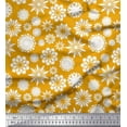 thumbnail image 1 of Soimoi Gold Japan Crepe Satin Fabric White Mandala Printed Fabric 1 Yard 42 Inch Wide, 1 of 3