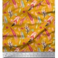 thumbnail image 1 of Soimoi Gold Rayon Fabric Artistic Feather Print Sewing Fabric Yard 56 Inch Wide, 1 of 3