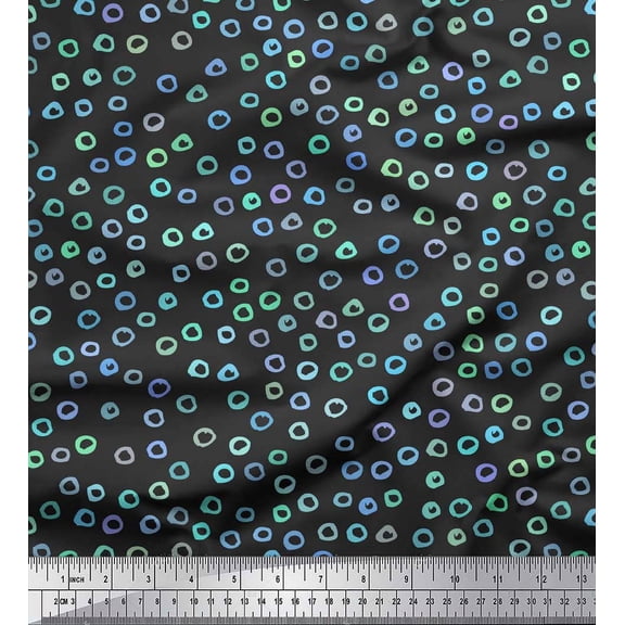 Soimoi Gray Cotton Duck Fabric Circle Geometric Print Fabric by the Yard 56 Inch Wide