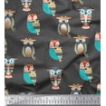 thumbnail image 1 of Soimoi Gray Cotton Duck Fabric Owl Tribal Printed Fabric 1 Yard 42 Inch Wide, 1 of 3