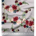 thumbnail image 1 of Soimoi Gray Cotton Duck Fabric Ranunculus & Penoy Floral Print Fabric Prints By the Yard 44 Inch Wide, 1 of 3