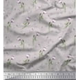 thumbnail image 1 of Soimoi Gray Cotton Jersey Fabric Dragonfly & Floral Print Fabric by the Yard 58 Inch Wide, 1 of 3