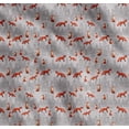 thumbnail image 1 of Soimoi Gray Cotton Poplin Fabric Cedar Tree & Fox Animal Print Fabric by Yard 56 Inch Wide, 1 of 7