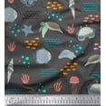 thumbnail image 1 of Soimoi Gray Cotton Poplin Fabric Crab & Tortoise Ocean Print Fabric by the Yard 42 Inch Wide, 1 of 3