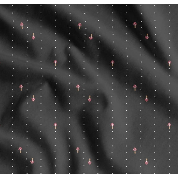 Soimoi Gray Cotton Poplin Fabric Mushroom & Dots Printed Craft Fabric by the Yard 42 Inch Wide