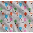 thumbnail image 1 of Soimoi Gray Cotton Voile Fabric Cloud & Hot Air Balloon Holiday Printed Fabric 1 Yard 42 Inch Wide, 1 of 7