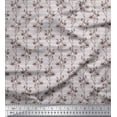 thumbnail image 1 of Soimoi Gray Cotton Voile Fabric Stripe & Flower Print Fabric by the Yard 56 Inch Wide, 1 of 3
