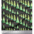 thumbnail image 1 of Soimoi Gray Cotton Voile Fabric Text & Christmas Tree Print Fabric by the Yard 42 Inch Wide, 1 of 3